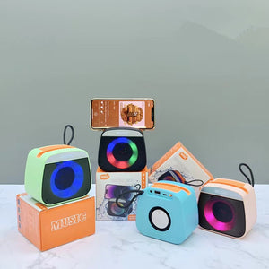 Portable Rechargeable Mini Blutooth Speaker Small LED Lights Portable Wireless Bluetooth Speaker for Outdoor Camping (Random Color)