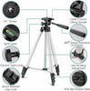 Pack Of 03 3.5 Feet Adjustable Tripod Stand for Mobile Phones and Cameras with Mobile Holder, Portable DSLR Stand for Vlogging, Universal Silver Model 3110 and Bag