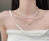 Elegant double Layer Heart pearl Pendent / Necklace Party Jewelry Gifts Accessories for Women - Golden