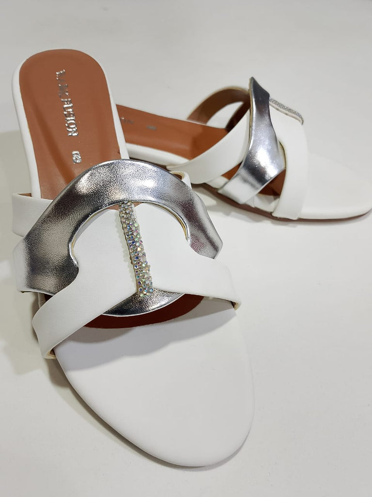 Women's Tan & Gold Embellished Flat Sandals