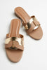 Women's Tan & Gold Embellished Flat Sandals