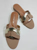 Women's Tan & Gold Embellished Flat Sandals