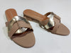 Women's Tan & Gold Embellished Flat Sandals