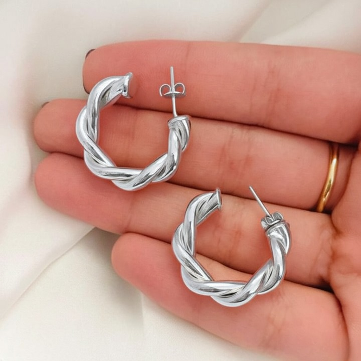 Twisted Sparkling Earrings for Women | Stylish Fashion Jewelry | Available in Silver & Golden | Perfect for Parties, Weddings & Daily Wear (WJ-101) - Golden