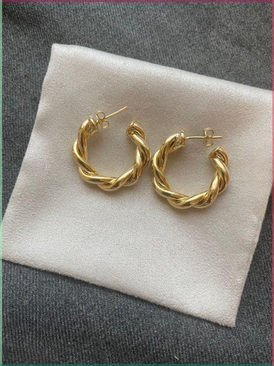 Twisted Sparkling Earrings for Women | Stylish Fashion Jewelry | Available in Silver & Golden | Perfect for Parties, Weddings & Daily Wear (WJ-101) - Golden