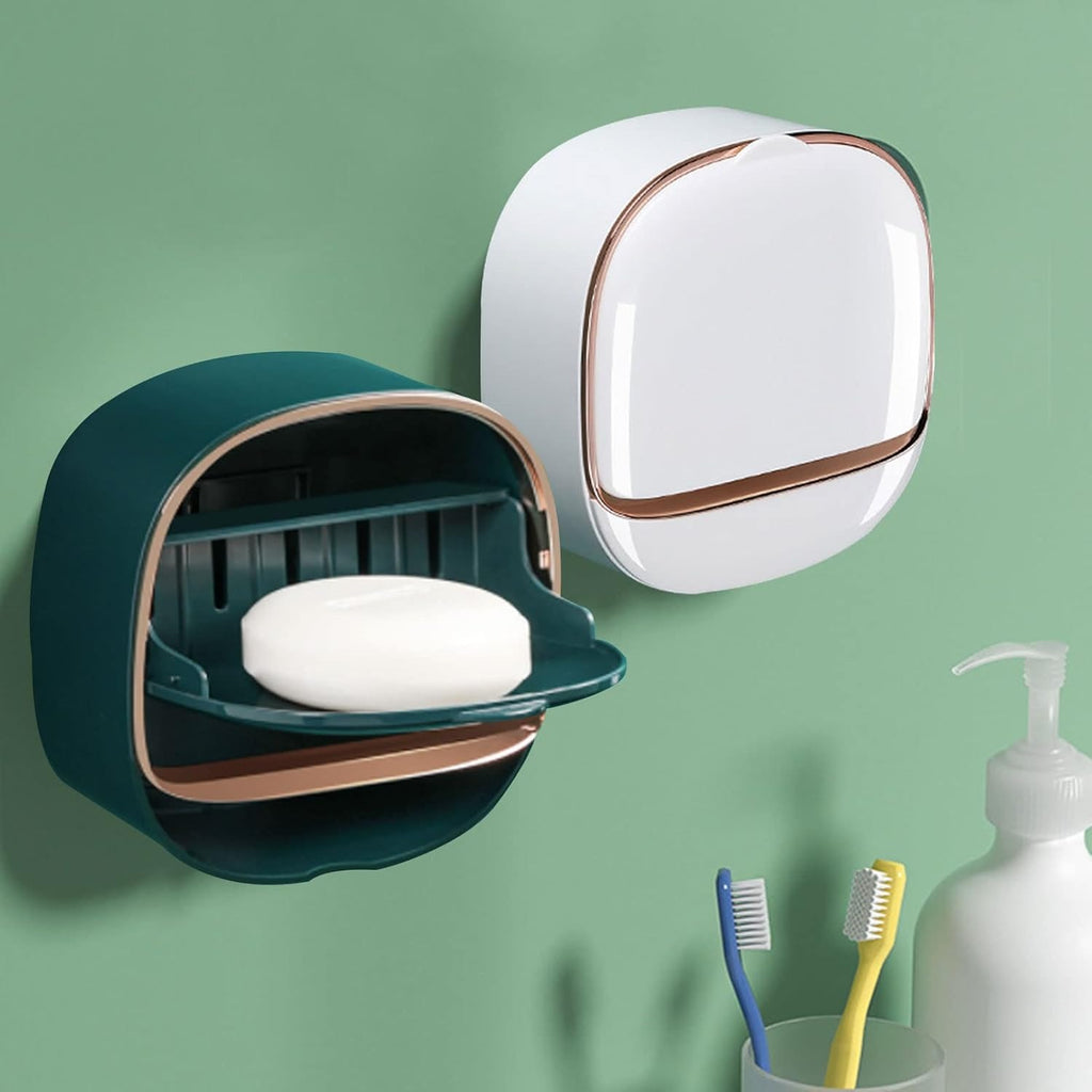 Luxury Soap Holder With Drain Tray – Wall Mounted Soap Case Box Designed To Keep Your Soap Bars Dry And Long Lasting (Random Color