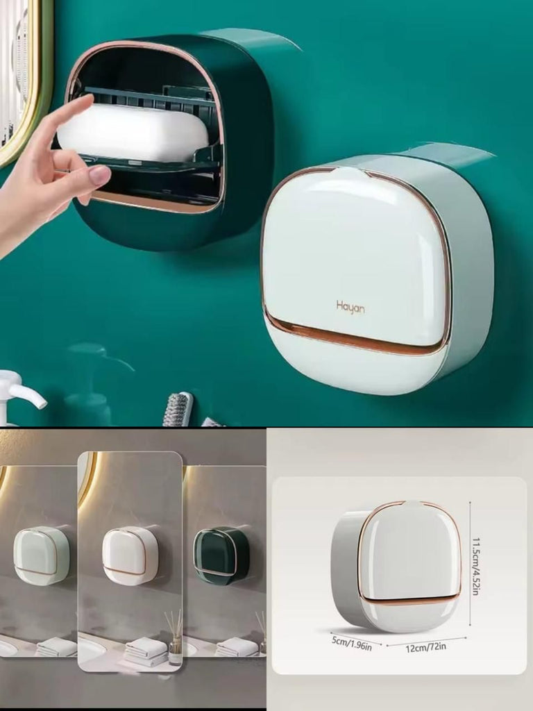 Luxury Soap Holder With Drain Tray – Wall Mounted Soap Case Box Designed To Keep Your Soap Bars Dry And Long Lasting (Random Color