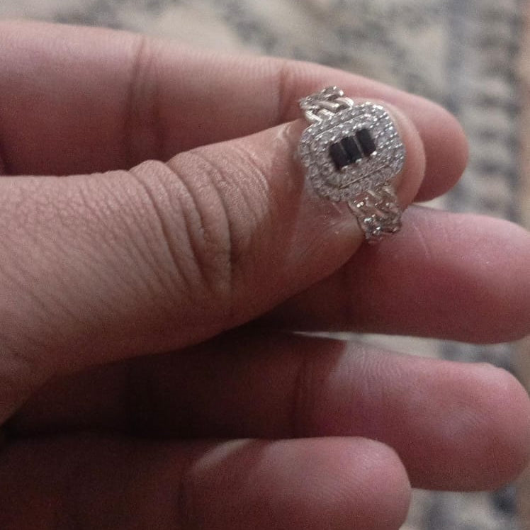 Sparkling Zircon Rings For Women | Stylish Crystal Design Fashion Jewelry For Daily And Party Wear PXJ-133 (Black)