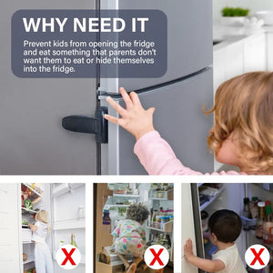 Self Adhesive Sticky Fridge Door Lock For Child Safety, Strong Grip Protection And Easy Installation For Refrigerators, Cabinets And Drawers