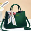 1Pc Vesasan Gaohn Faux Leather Handbag With Decorative Scarf Elegant Design Premium Quality - Black