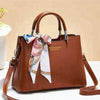 1Pc Vesasan Gaohn Faux Leather Handbag With Decorative Scarf Elegant Design Premium Quality - Black