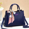 1Pc Vesasan Gaohn Faux Leather Handbag With Decorative Scarf Elegant Design Premium Quality - Black