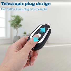 1500Mah Portable Keychain Power Bank With Telescopic Plug Design And One Button Shrink Feature For iPhone - Without Cable | (Random Colour)