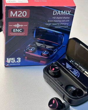 M20 Tws Wireless Earbuds With Noise Cancelling Feature Bluetooth 5.3 Clear Sound Comfortable Fit And Portable Design