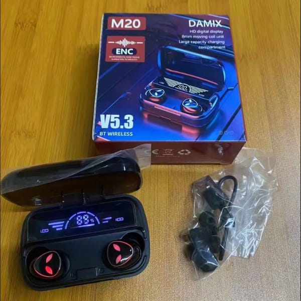 M20 Tws Wireless Earbuds With Noise Cancelling Feature Bluetooth 5.3 Clear Sound Comfortable Fit And Portable Design