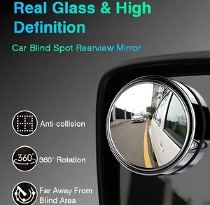 Blindspot Rearview Convex Mirror – 2pcs | Wide-Angle Anti-Glare Side Mirror for Cars & Vehicle