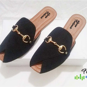 Flat Slippers for Women & Girls – Genuine Leather Peshawri Kheri Style 36/Black