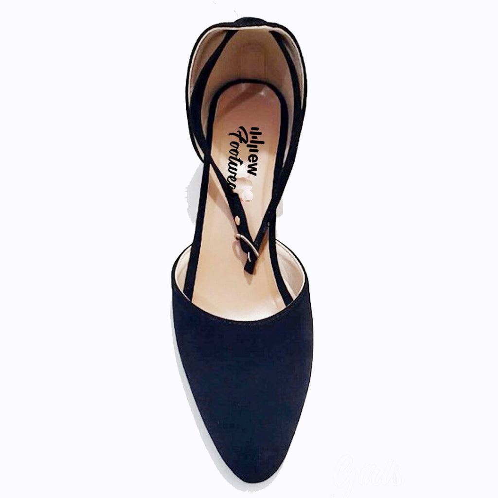 Stylish Velvet Heel Pump Shoes for Ladies – 2 Inch Elegant Party Wear Heels 36/Black