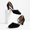 Stylish Velvet Heel Pump Shoes for Ladies – 2 Inch Elegant Party Wear Heels 36/Black