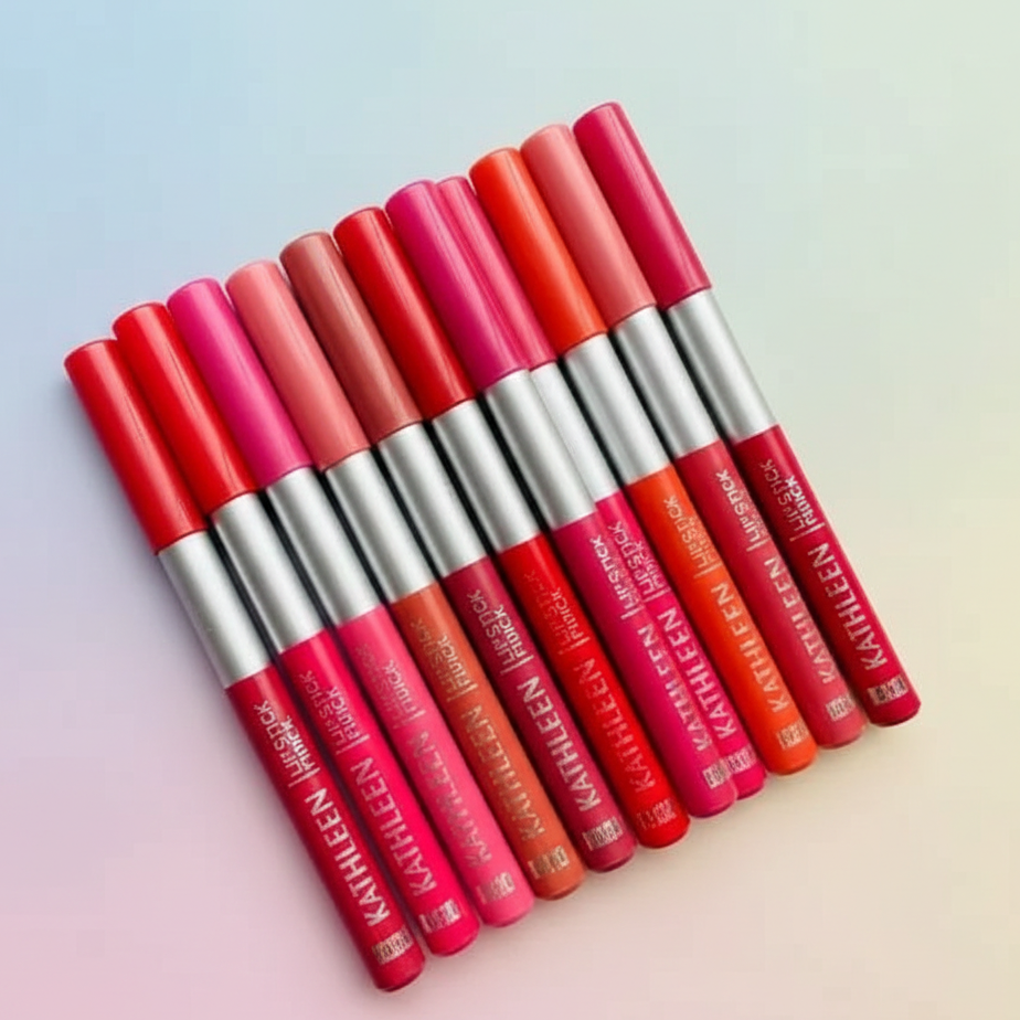 Kathleen High Pigmented Lip Pencil – Smooth Creamy Texture | Multicolor Shades | Pack of  12
