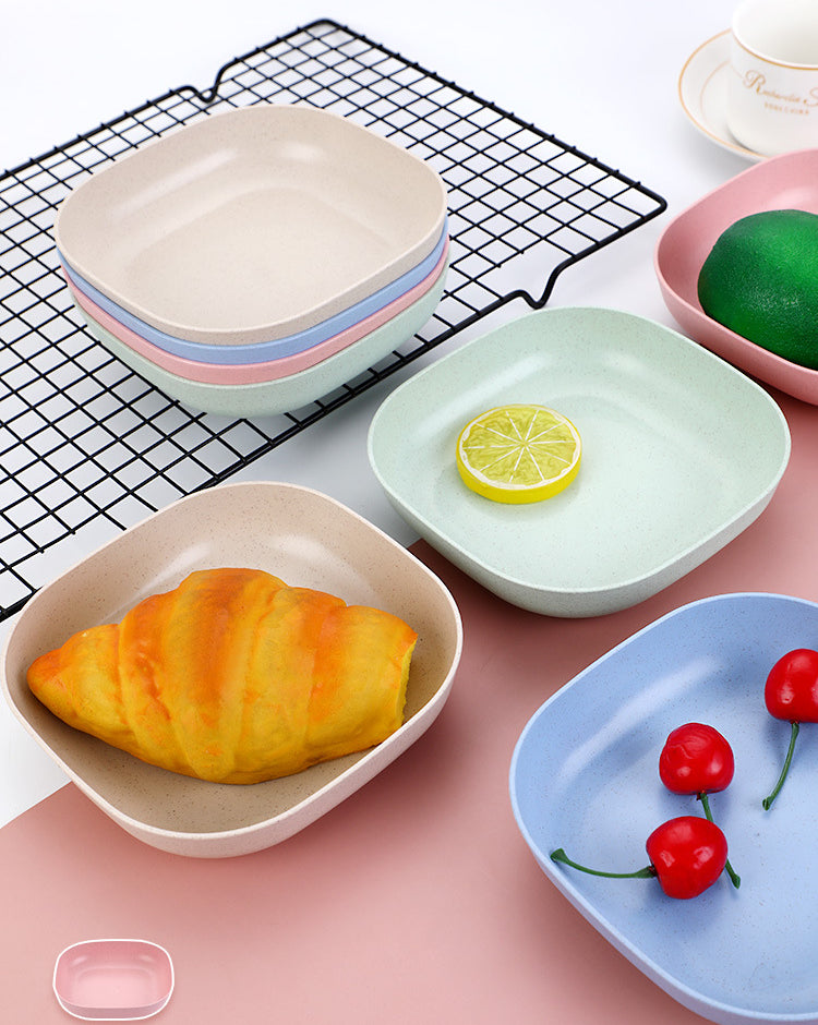 Plate Set Pack of 10 – Plastic Split Bone Dish Plates with Holder (Random Colors