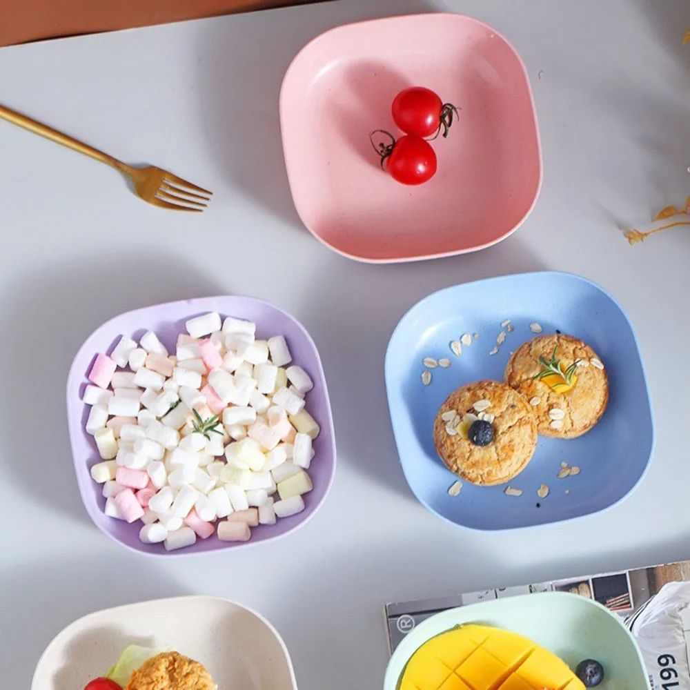 Plate Set Pack of 10 – Plastic Split Bone Dish Plates with Holder (Random Colors