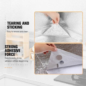 Silver Foil Kitchen Waterproof & Oil Proof Self-Adhesive Sticker Roll – Aluminum Heat Resistant Wallpaper for Stove, Cabinets & Walls (60×200cm)