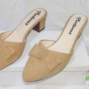 Stylish Heel Pump Shoes for Women with Tie Knot - Blue color 36