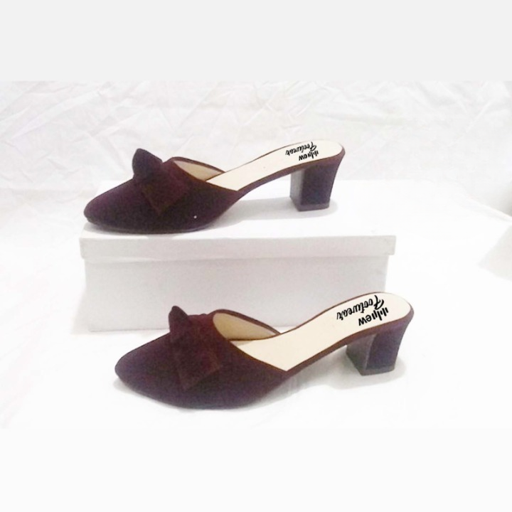 Stylish Heel Pump Shoes for Women with Tie Knot - Blue color 36