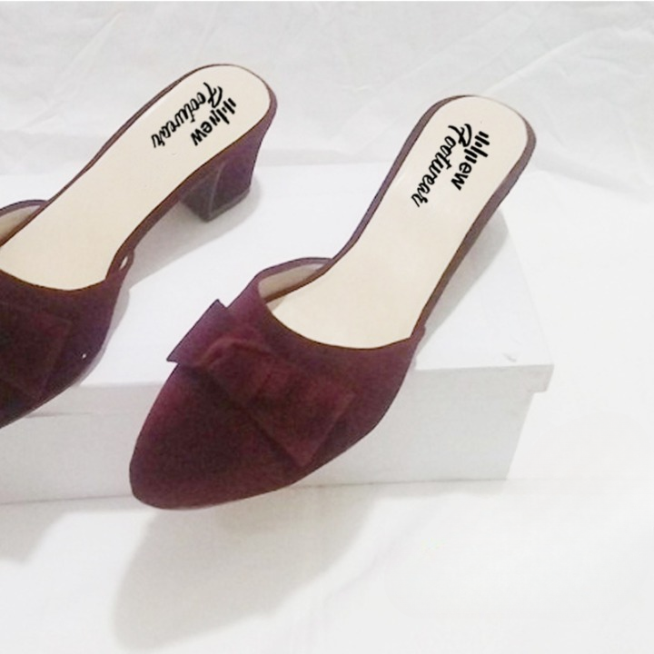 Stylish Heel Pump Shoes for Women with Tie Knot - Blue color 36