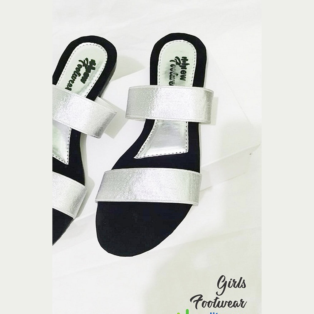 Ladies Casual & Party Wear Flat Slippers – Stylish Elastic Work Design