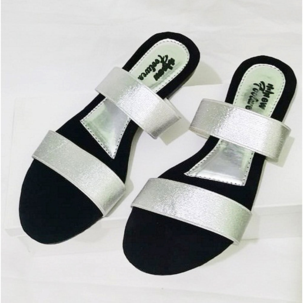 Ladies Casual & Party Wear Flat Slippers – Stylish Elastic Work Design