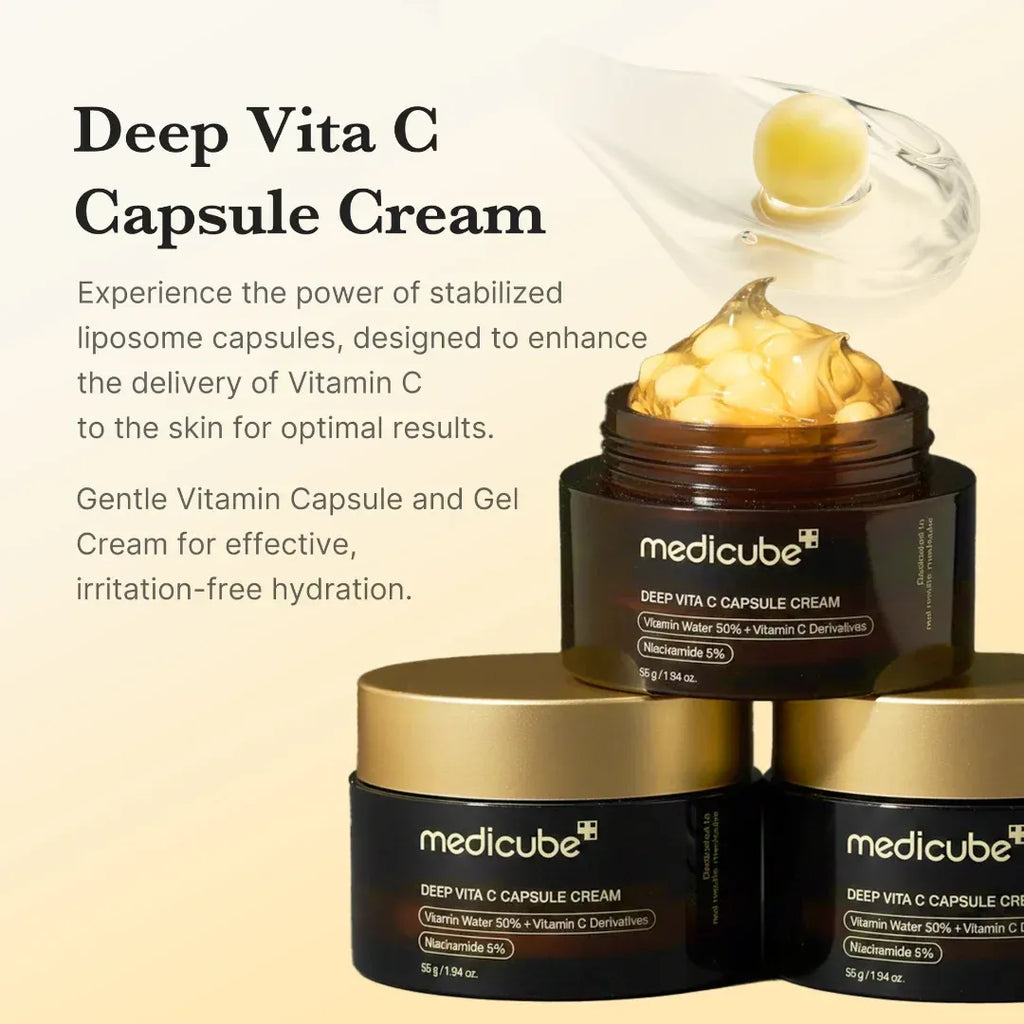 Medicube Deep Vita C Capsule Cream 55g | Brightening & Anti-Aging Vitamin C Moisturizer | Glowing Skin Care 55g