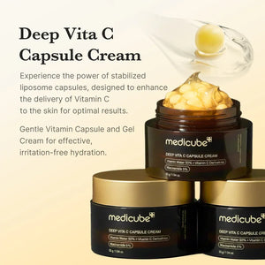 Medicube Deep Vita C Capsule Cream 55g | Brightening & Anti-Aging Vitamin C Moisturizer | Glowing Skin Care 55g