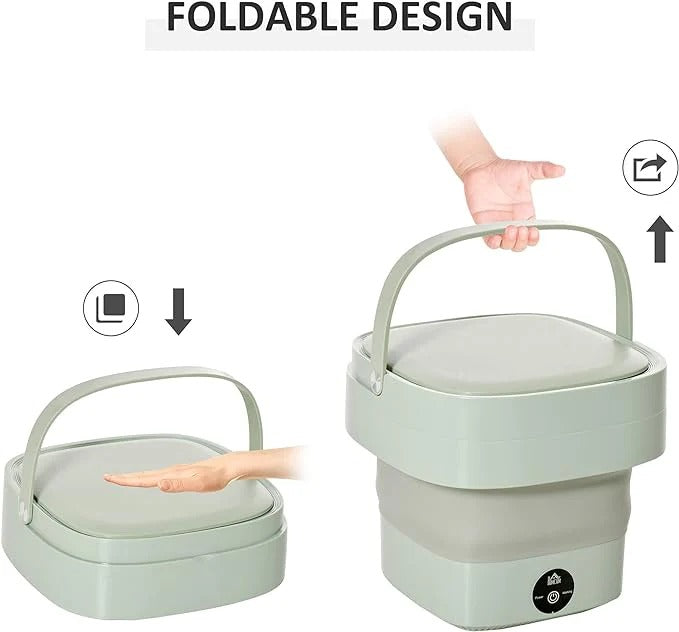 Foldable Mini Washing Machine – Portable Collapsible Washer for Travel, Dorm, Baby Clothes | Random Color |