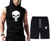 Men's Quick Dry Hooded+short Vest | Solid Black Color Fitness Training Muscle Workout Gym track suit for man - L