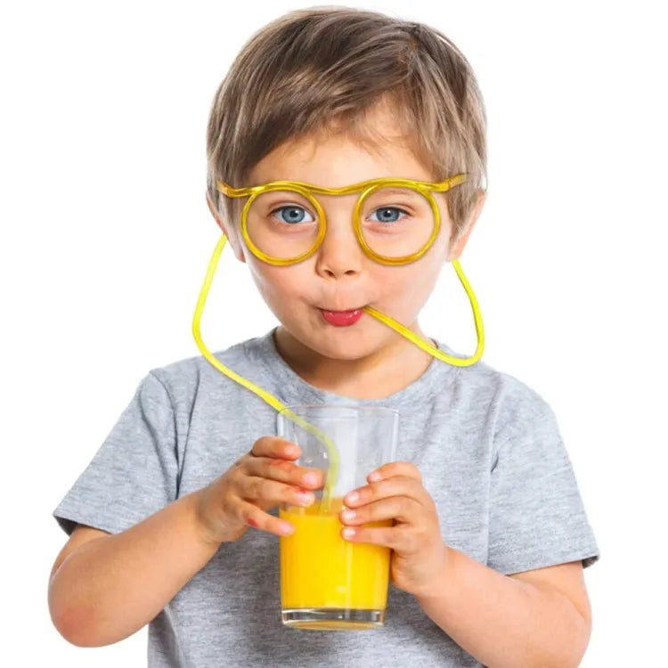 (BUY 1  & GET 2 FREE) ( 1+2 = 3 )  Funny Silly Straw Glasses for Kids and Adults - Creative Flexible Drinking Straw Eyeglasses Fun Party Accessory (Random Color)