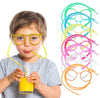 (BUY 1  & GET 2 FREE) ( 1+2 = 3 )  Funny Silly Straw Glasses for Kids and Adults - Creative Flexible Drinking Straw Eyeglasses Fun Party Accessory (Random Color)