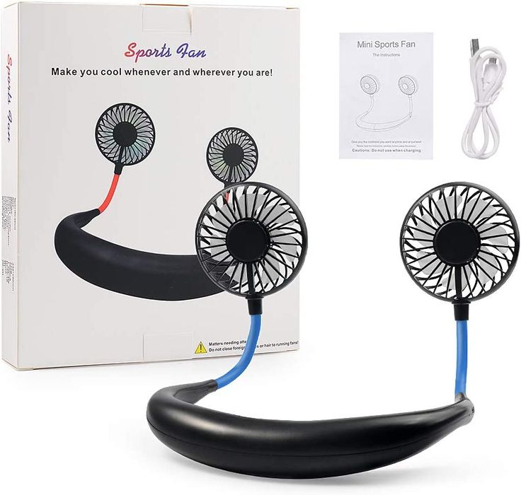 Hands-Free Wearable Sports Neck Fan – Rechargeable Portable Mini Dual Fan 3 Speed Modes