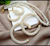 Women Pearl Elegant Jewelry Set ,Kangan, Mala & Earrings Pearl Set(white)