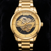 Luxury Skeleton Dial Quartz Watch For Men Elegant Stainless Steel Design | Blue And Silver