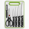 6 in 1 Stainless Steel Knives Set– For meat, bread, fruits, and vegetables | Kitchen Knife Set with Scissors, Peeler & Cutting Board – All-in-One Cooking Essentials with Ergonomic Handles & Sharp Stainless Steel Blades