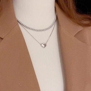 Elegant double Layer Heart pearl Pendent / Necklace Party Jewelry Gifts Accessories for Women - Golden